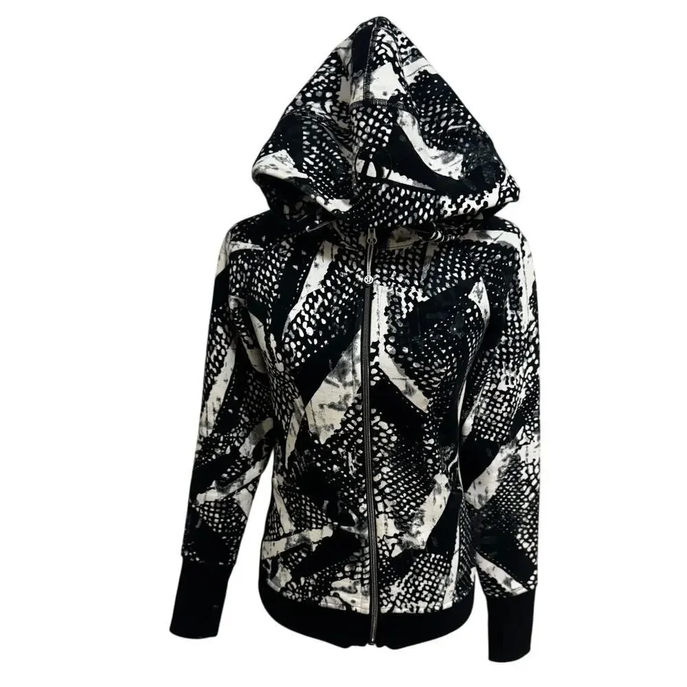 Lululemon Scuba Hoodie II Static Mist Black White Full Zip Jacket Size 2 XS